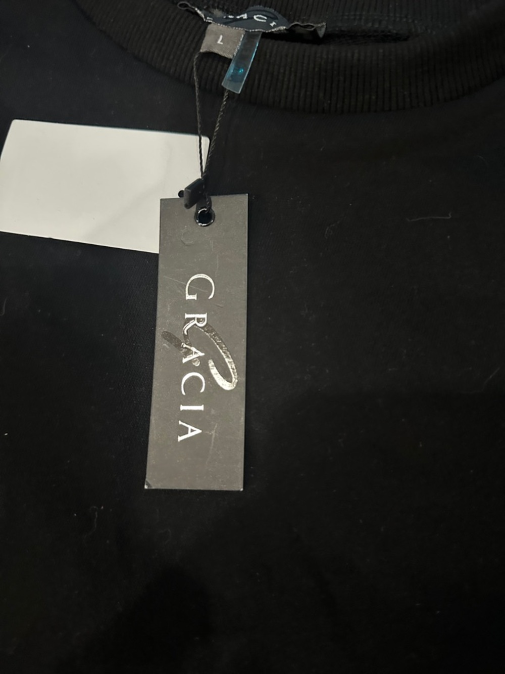 Gracia Black Cropped Crewneck Sweatshirt, Size L NWT - Picture 6 of 9